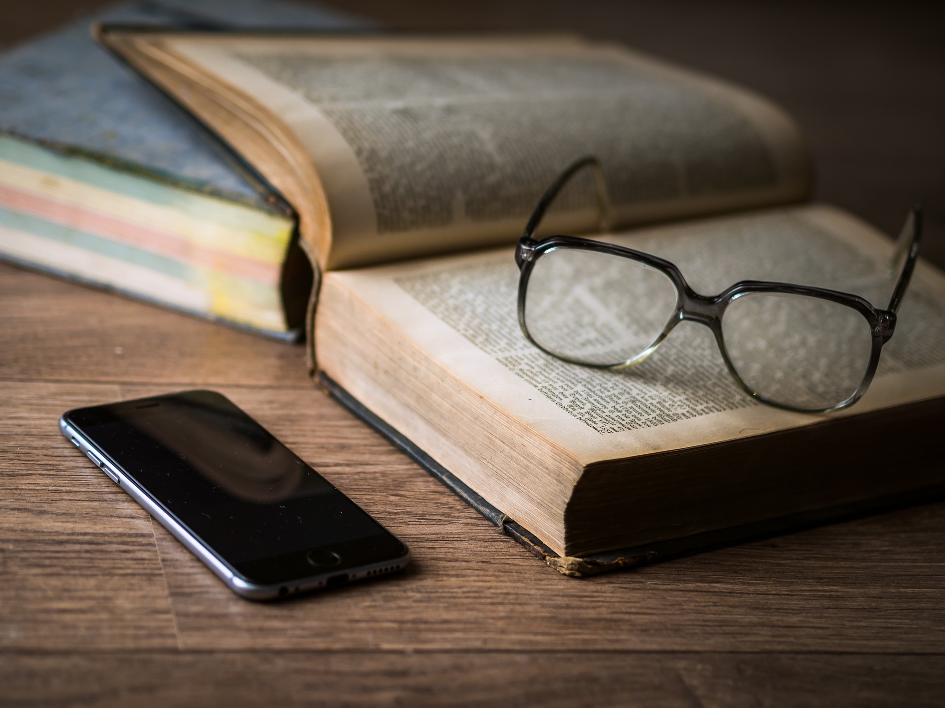 a book with glasses